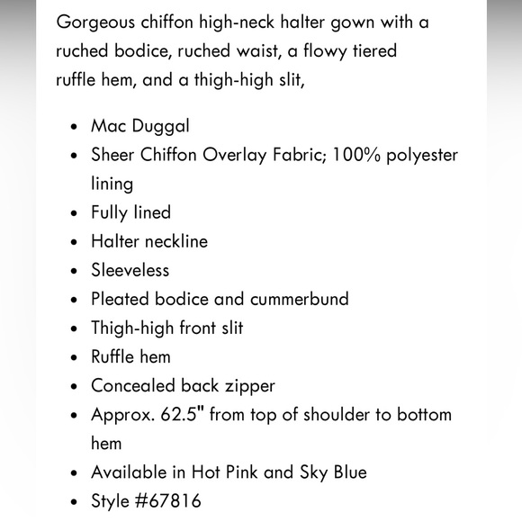 Mac Duggal Sky Blue High Neck Tiered Chiffon Halter Maxi Gown size 2 Formal - Picture 4 of 10